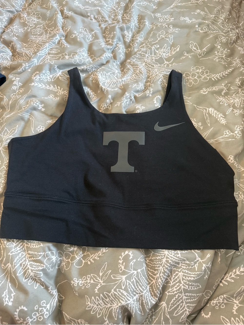 Nike Black Crop Sports Bra with T Logo